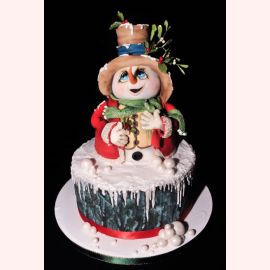 Новогодний торт "Счастливый снеговик"
