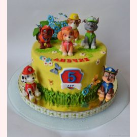 Детский торт "Цветочная поляна и щенячий патруль"