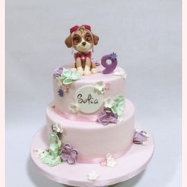 Детский торт "Скай и цветы щенячий патруль"