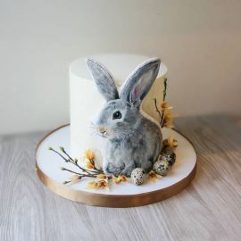 Торт на пасху "Серый кролик и верба"