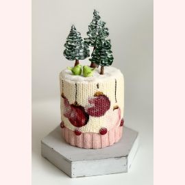 Новогодний торт 2022 "Вязаный торт и елочки"