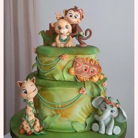Детский торт "Весёлый зоопарк"