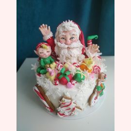 Новогодний торт "Добрый Санта с подарками 2022"