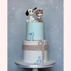 Детский торт "Милый котенок и долматинец"